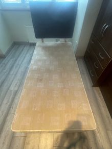 Single bed frame with guest mattress and headboard