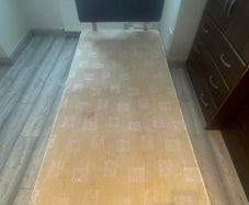 Single bed frame with guest mattress and headboard