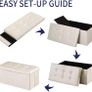 NEW | Folding Ottoman Storage Bench with Lid, Foot Stool Faux Leather Large Storage boxes with Lid, Beige, 76 x 38 x 38 cm Image 2