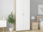 Wardrobe White and Sonoma Oak 90x52x200 cm Chipboard