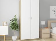 main image for ad Wardrobe White and Sonoma Oak 90x52x200 cm Chipboard