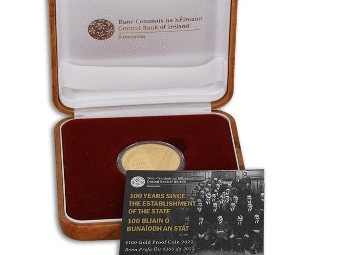 2022 100 euro GOLD PROOF IRISH COIN, 100th anniversary of the Treaty
