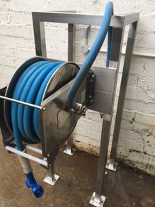 Industrial reel hose on stand