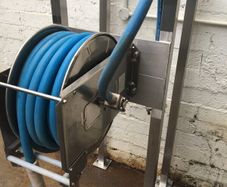 Industrial reel hose on stand