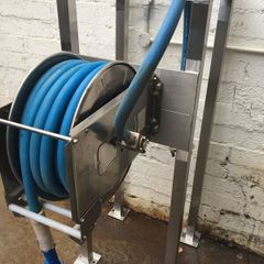 Industrial reel hose on stand