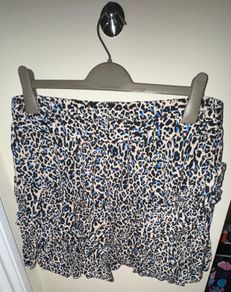 Next Beige, Blue and Black Leopard Print Frilly Skirt