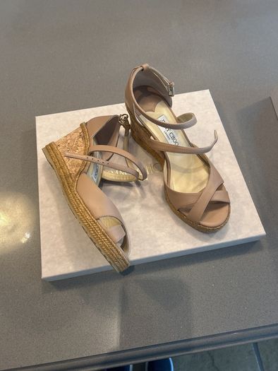 Jimmy Choo Alannah 80 leather wedge sandals