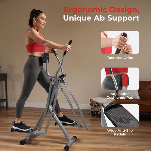 Health & Fitness Elliptical Cross Trainer w/ LCD Monitor, Air Walker Exercise Machines For Home Gym Workouts