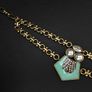 Art Deco Vintage Style Mint Enamel Faux Pearl Gold Bracelet Image 4