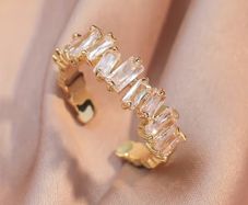 Crystal Adjustable Gold Tone Ring