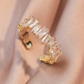 Crystal Adjustable Gold Tone Ring