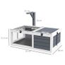 Tortoise Table with Wooden Lamp Holder, Wooden Tortoise House w/ Openable Lids, Pull-Out Trays - Grey Image 2