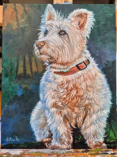 Westi West Highland terrier - original oil painting