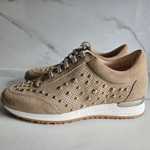 Patricia Miller dressy embellished beige suede trainers sneakers runners RRP 114 e sizes UK 3.5 & 6.UK new & boxed