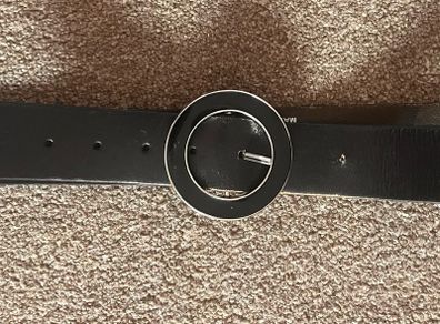ladies black leather belt