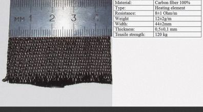 Carbon fiber flex heater tape 2m x 44mm DIY heated vest gloves insoles jacket