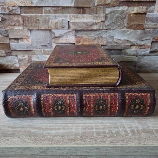 Vintage Nesting Faux Book Storage Boxes - Set of 2 Ornate Persian Design