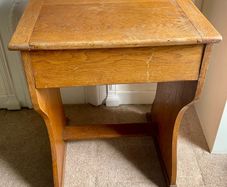Antique Oak Childs School Desk with Lift-Top Storage