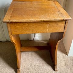 Antique Oak Childs School Desk with Lift-Top Storage