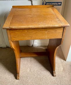 Antique Oak Childs School Desk with Lift-Top Storage