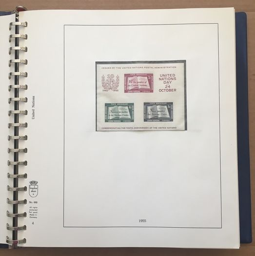 1951-1980s United Nations Stamp Collection Mint Never Hinged (MNH) in Lindner Pages housed in album (60 images showing contents)