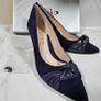 Emis new collection court blue bow detail medium heel leather shoes UK 6.6EU 40 new & boxed Image 2