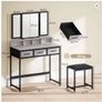 Makeup Vanity Table with Tri-Fold Mirror Stool & Storage Drawers Image 5