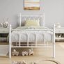 Single Metal Bed Frame 90 x x190 cm with Headboard and Footboard Heavy Duty Foundation,Metal Slat Support, White Image 3