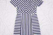 Oasis Blue Striped White A-line Dress 8UK/36EU