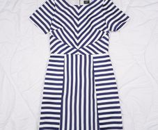 Oasis Blue Striped White A-line Dress 8UK/36EU