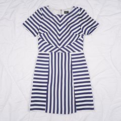 Oasis Blue Striped White A-line Dress 8UK/36EU