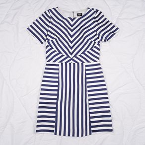 Oasis Blue Striped White A-line Dress 8UK/36EU