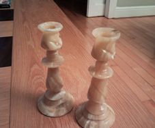 Candlesticks carved stone