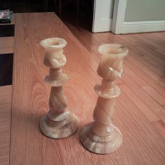 Candlesticks carved stone