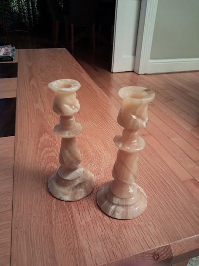 Candlesticks carved stone