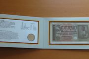 Third Reich Germany WW2 | 20 Reichsmark RARE banknote 1940 - 1945 | 2 Mark Coin in China friendship collectors set