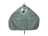 Professional Cape Barbers Gown Hair Cutting Apron - THE BARBER Design - Green Stripes