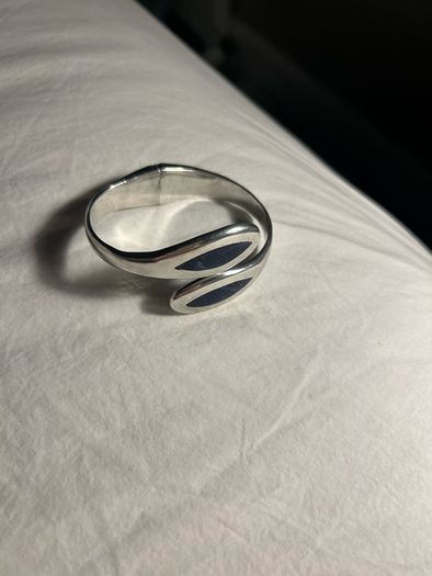 Vintage Solid Silver Mexican Taxco Bracelet Sodalite Stones