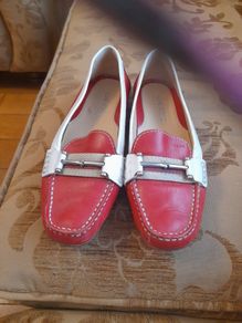 Geox slip on red shoes