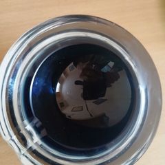 Vintage Heavy Cased Glass Ashtray Deep Cobalt Blue Core