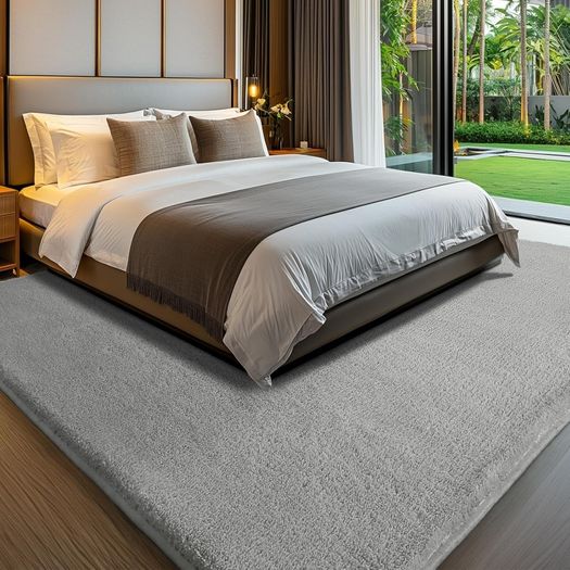 Carpet Rugs Living Room Large 200x290, Grey Rug for Bedroom Washable Area Rugs Anti Slip Fluffy Rug Shaggy Cream Carpets Extra Large Rugs for Living Room Kids Room