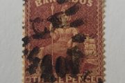 BRITISH COMMONWEALTH BARBADOS 1873 3p claret with postal mark - great perforations.