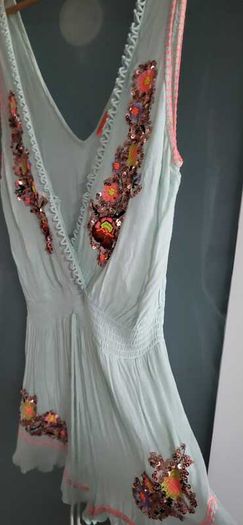 RIVER ISLAND  Acqua Sequinced Playsuit Sz 14UK