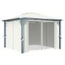 Gazebo with Curtain and String Lights 300x300 cm Cream Aluminium Image 4