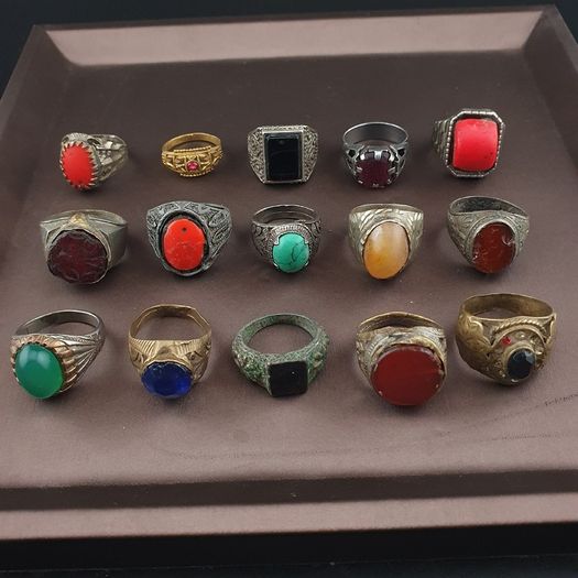 Antique Brass Ring Collection 15 Mixed Vintage Handmade Rings