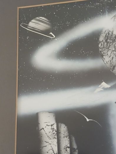 Original Surrealist Spray Paint Art. Professionally Framed 22 x 27 inches.