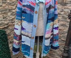 Handknit multicolor cardigan Medium Large