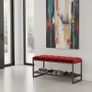 Teal Velvet Upholstered Bench / Shoe Rack Image 2