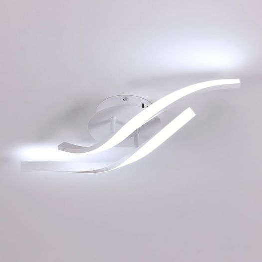 LED Ceiling Light, White Ceiling Lamp 18W, Creative Modern Fitting Ceiling Lighting Future for Living Room Kitchen Bedroom, Cold White Light 6500K, Long 52cm