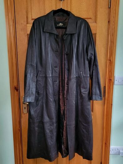 Vtg Y2K Soft Dark Brown Leather Long Coat by Higgs Leather & Sheepskins